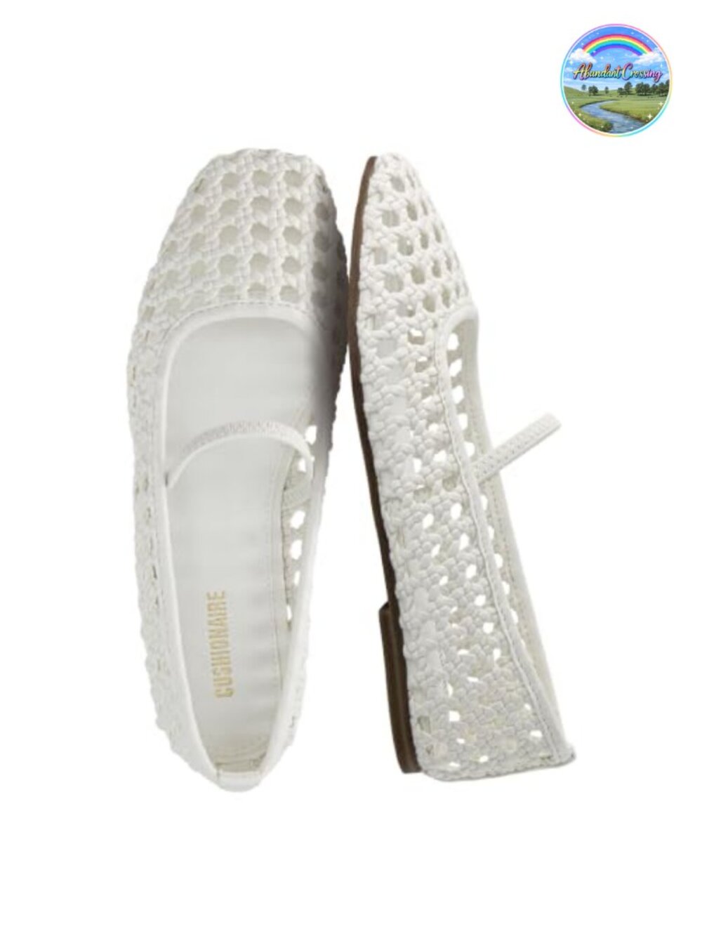 Woven Ballet Flats for Women Mary Jane Square Toe Elastic Strap Memory Foam